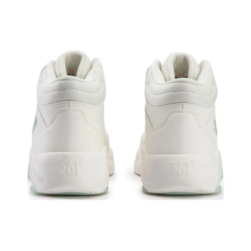 361° Abrasion Resistant High Top Skateboard Shoes Women's White Green-3