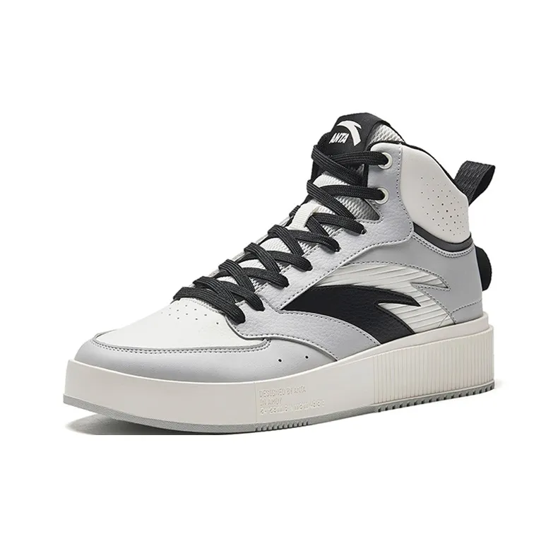 Anta Milk Lid 2 Slip Resistant, Abrasion Resistant, Lightweight High Top Skateboard Shoes Men's Gray Black-1