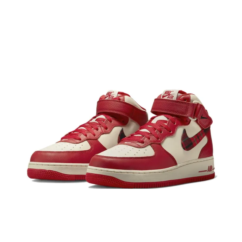Nike Air Force 1 Mid '07 Lx Plaid Cream Red-2