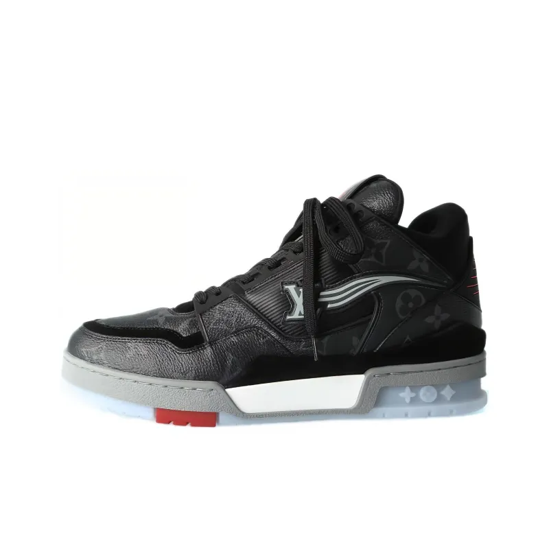 LOUIS VUITTON Trainer Sneakers 'Black Monogram Red'-0