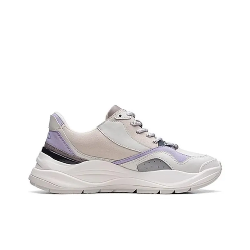 Clarks Lightweight Series Wear Resistant Slip Resistant Low Top Casual Shoes Women's White Purple-1
