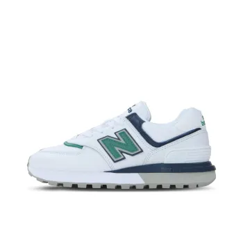 New Balance 574 White Navy Green Yellow Women's