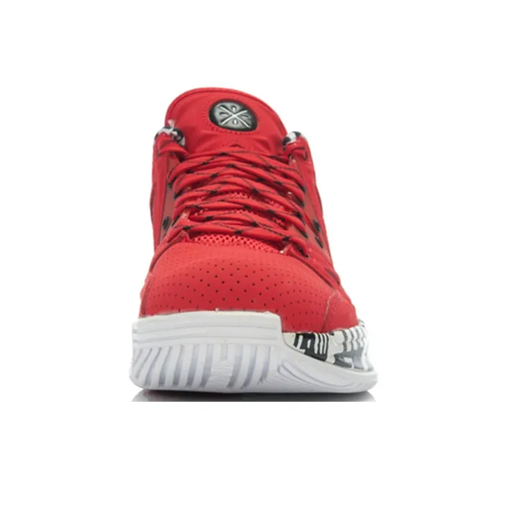 LiNing WOW 2 Non-slip Lightweight Mid-Top Basketball Shoes Men's Red Black White-2