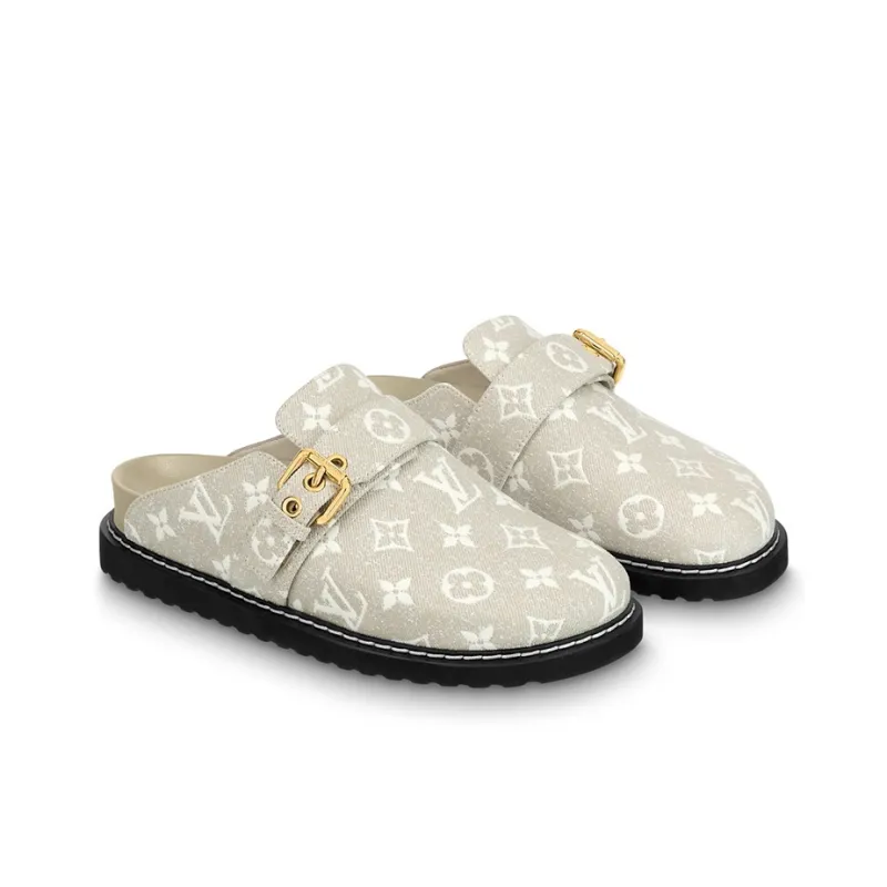 LOUIS VUITTON Closed Toe Slippers Women's Gray-2