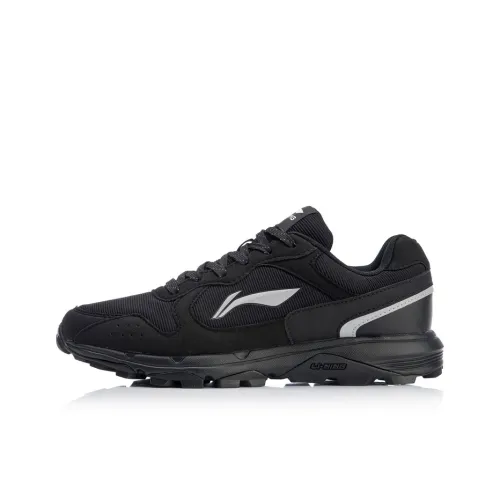 LiNing Gundam Cushioning Slip Resistant And Abrasion Resistant Low Top Long Distance Running Shoes Men's Standard Black