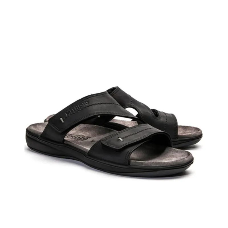 MEPHISTO Slide Slippers Men Black/Brown-2