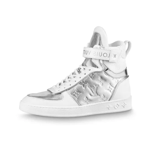 LOUIS VUITTON Boombox Skateboard Shoes Women's High-Top Silver/White