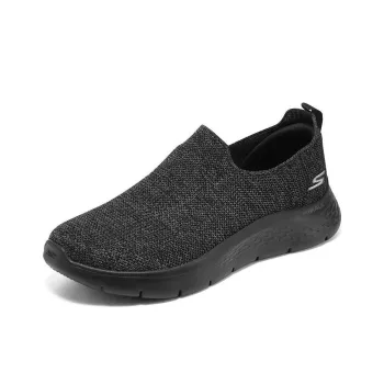 Skechers Go Walk Fle Cushioned Slip Resistant Support Low Top Casual Shoes Men's Black