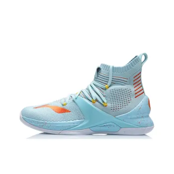 LiNing Blockade Cushioning Anti Slip And Wear Resistant High Top Basketball Shoes Men's Blue