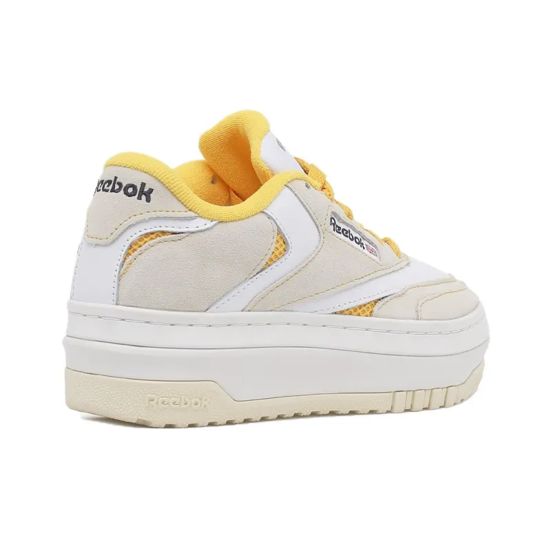 Reebok Club C Extra Cushioning Wear-Resistant Low-Top Skateboard Shoes Men's White Yellow-3