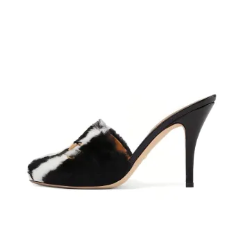 GUCCI Closed Toe Slippers Women's Black White