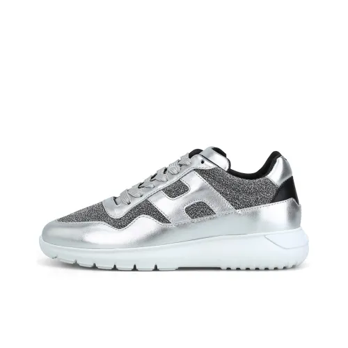 HOGAN Interactive³ Slip-Resistant Low-Top Sports Casual Shoes Women's Silver Black
