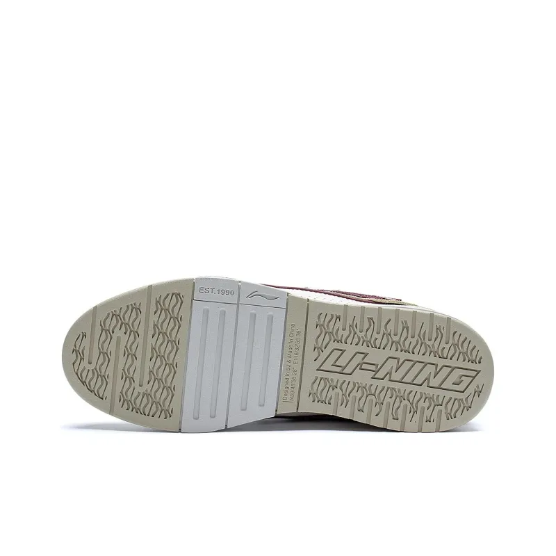 LiNing Wave Golden Anti Slip Wear Resistant Low Top Skateboard Shoes Men's White Red-6