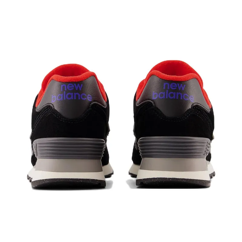 New Balance 574 Black White Varsity Red Women's-4