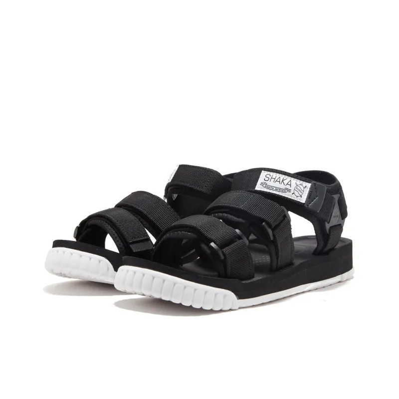 SHAKA Neo Bungy Hook and Loop Beach Sandals Unisex Black White-2