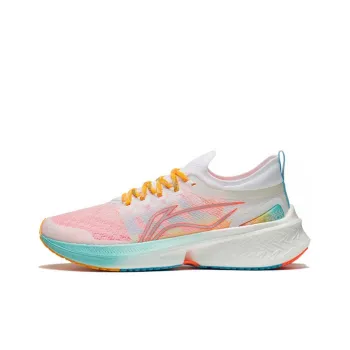 LiNing Feidian Discovery Cushioning Anti Slip And Wear Resistant Low Top Running Shoes White Pink Blue