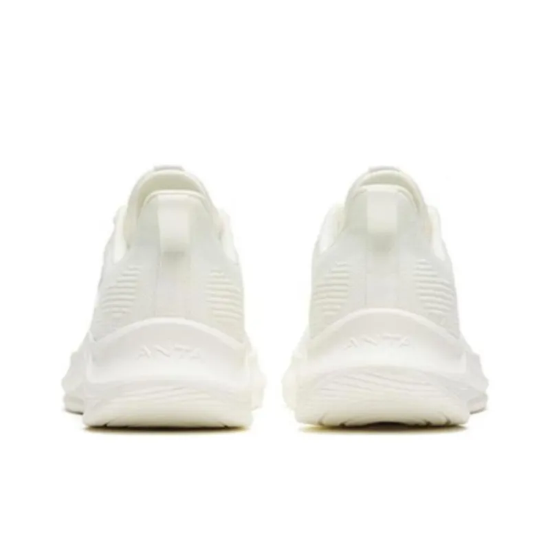Anta Flyknit Wear resistant And Lightweight Low Top Running Shoes Women's Ivory White-3