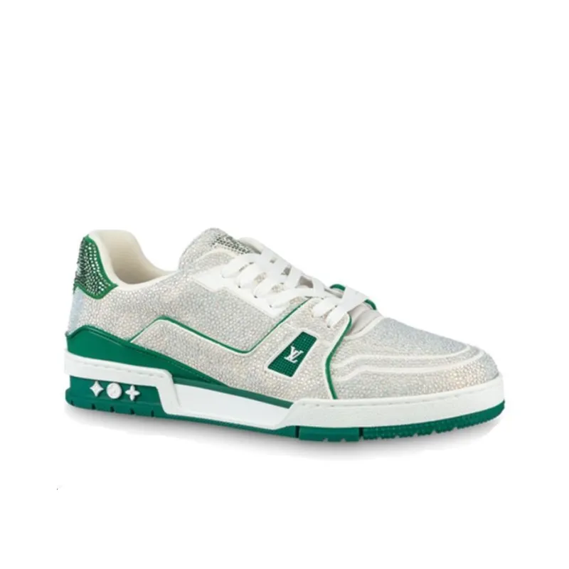 LOUIS VUITTON Trainer Sneakers 'Crystals White And Green'-1
