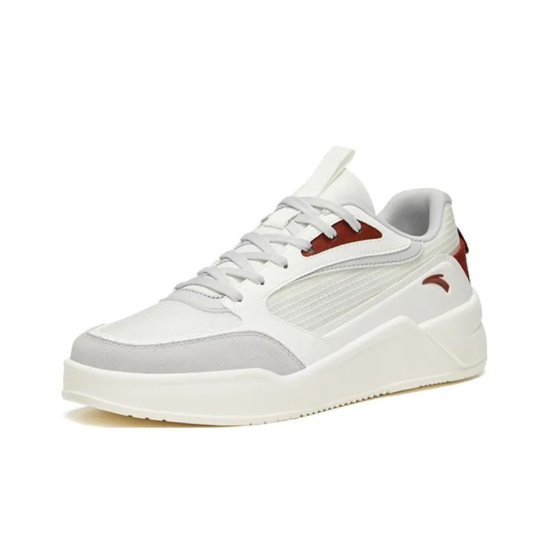 Anta Rubber Bullet Slip Resistant, Abrasion Resistant, Lightweight Low Top Skateboard Shoes Men's White Gray Red-1