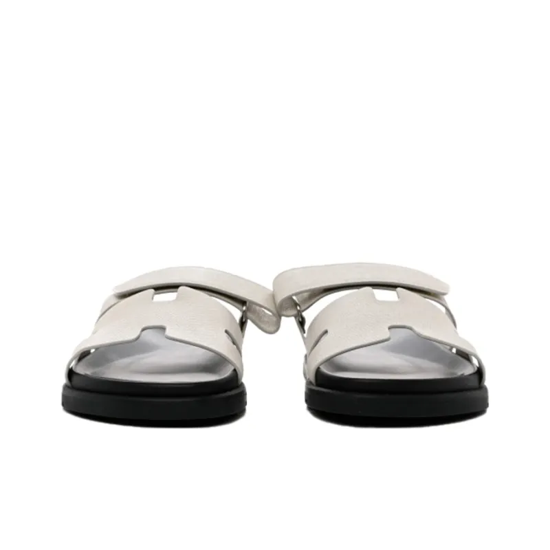 HERMES Chypre Sandal Blanc Epsom Leather M-3