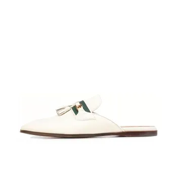 GUCCI Paride Gg Web Tassel Mule Dusty White