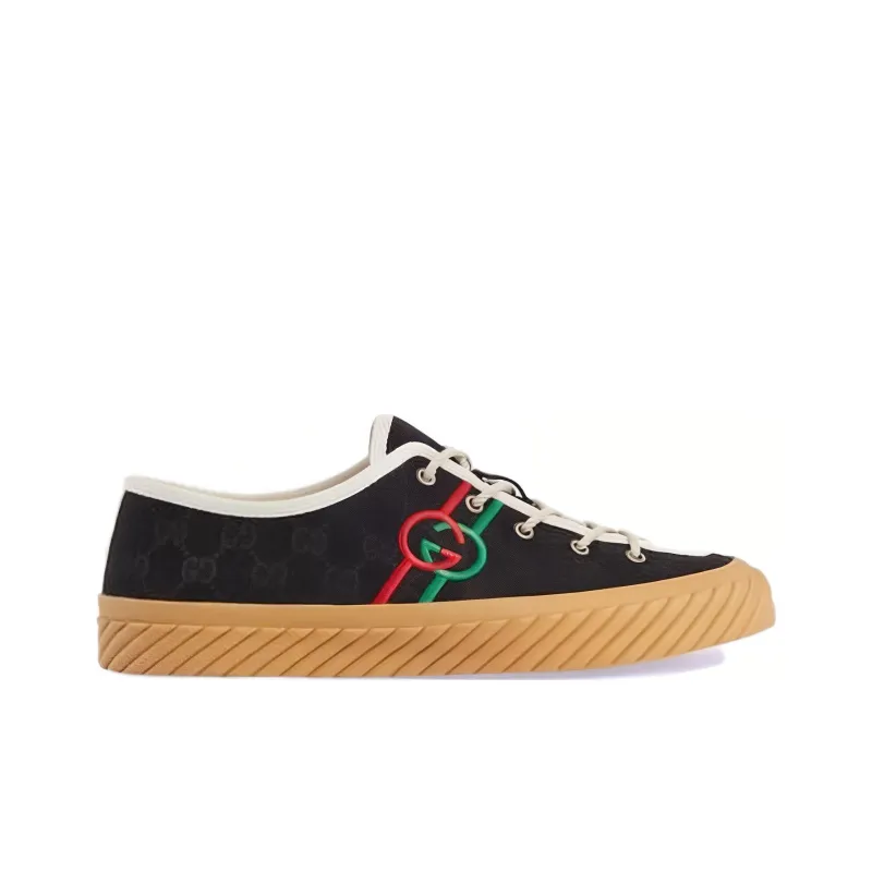 GUCCI Interlocking Low Top Skateboard Shoes Men's Black-1