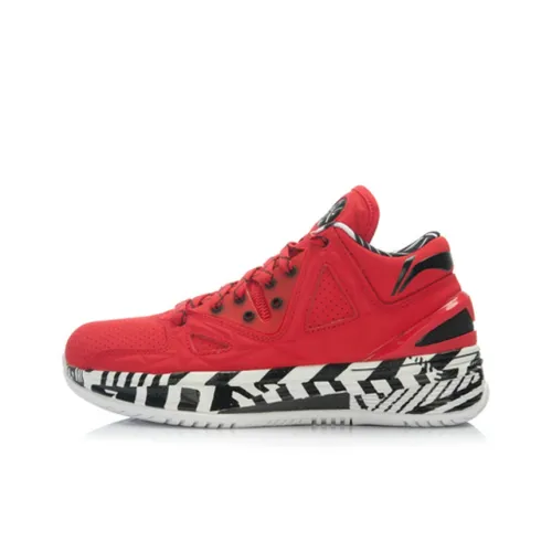 LiNing WOW 2 Non-slip Lightweight Mid-Top Basketball Shoes Men's Red Black White