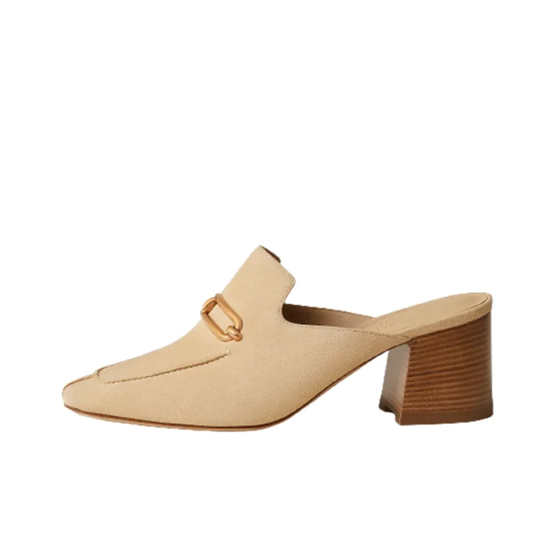HERMES Gisele Abrasion Resistant Closed Toe Slippers Women's Beige-0