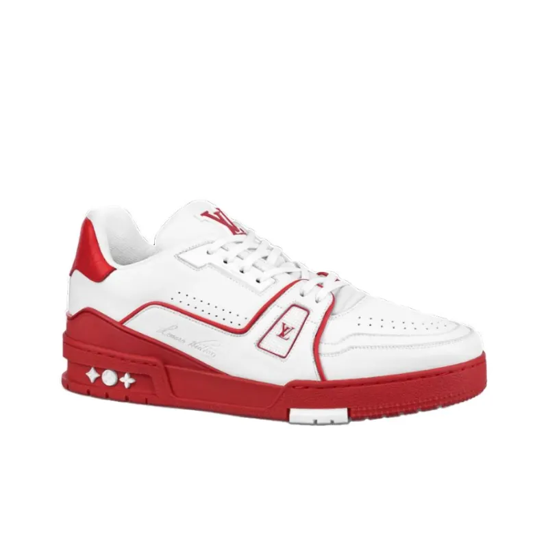 LOUIS VUITTON Lv Trainers 'White With Red'-1