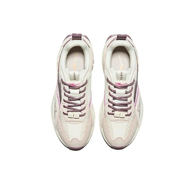 Erke Big Show Hongrabbit Anti Slip Wear Resistant Low Top Sports Casual Shoes Women's Ivory White Painted Gray-2