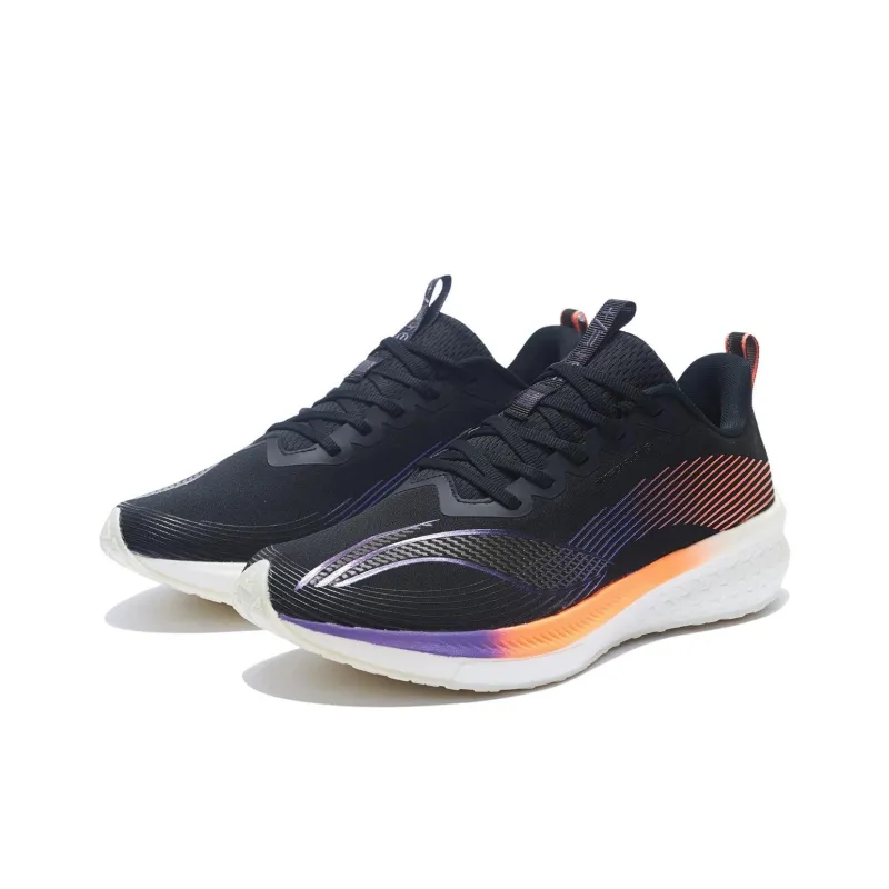 LiNing Red Hare 5 Pro Cushioning Slip Resistant Lightweight Rebound Low Top Running Shoes Men's Black Purple Orange-2