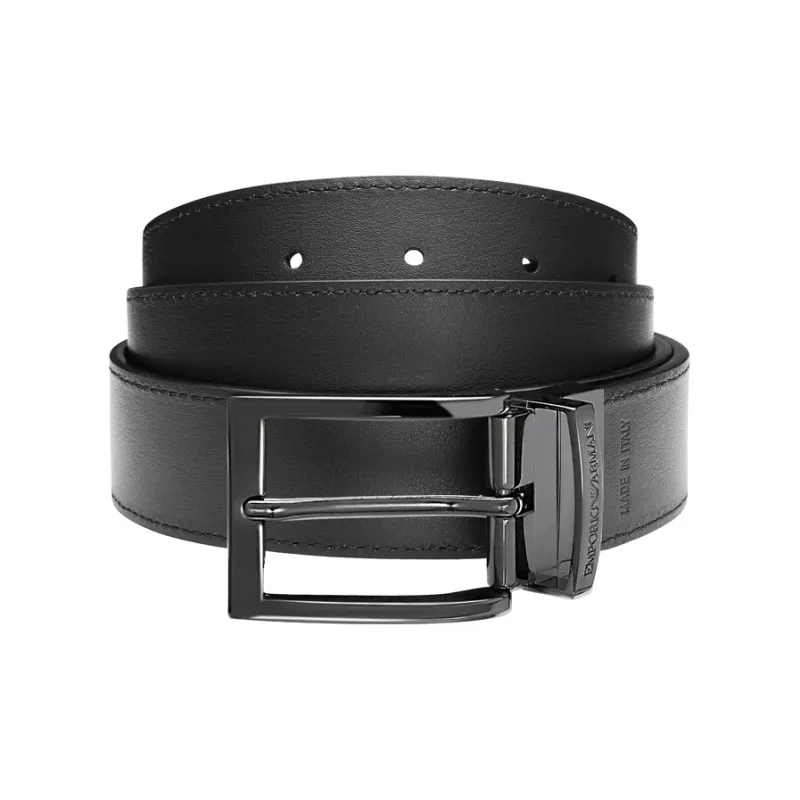 EMPORIO ARMANI Reversible Logo Engraved Buckle Belt-2