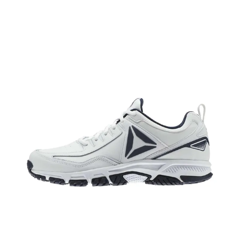 Reebok Ridgerider Leather Wear-Resistant Low-Top Running Shoes Men's White Blue 4E-Width-0