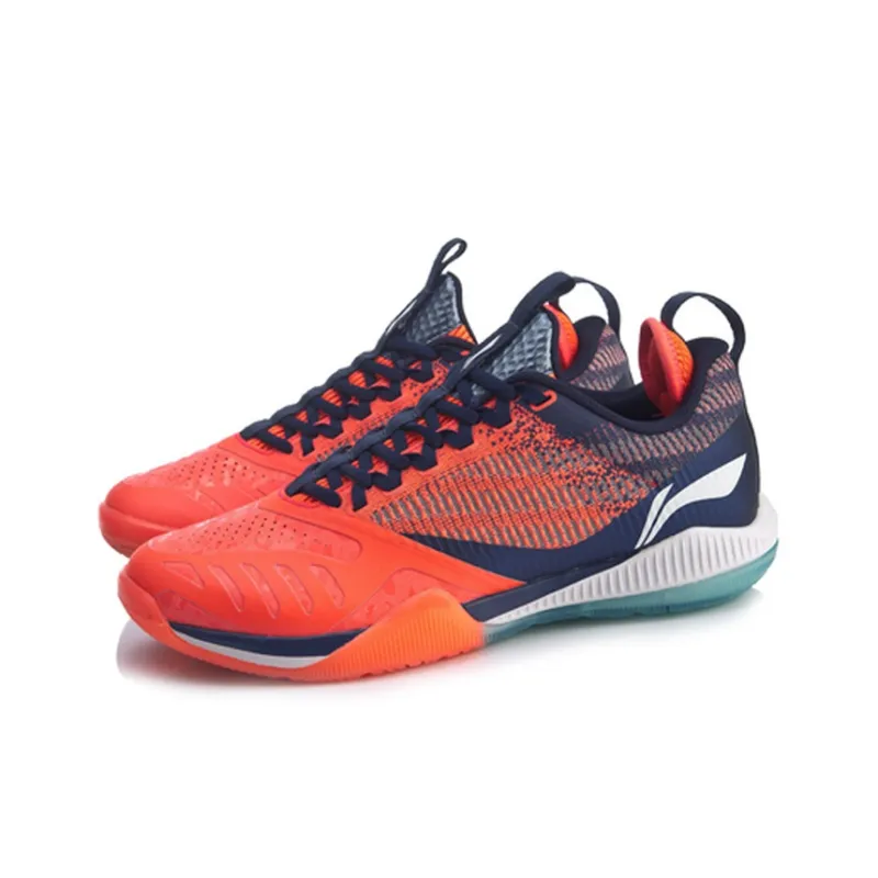 LiNing Cool Shark 2.0 Breathable Cushioning Low Top Badminton Shoes Unisex Neon Fruit Red-2