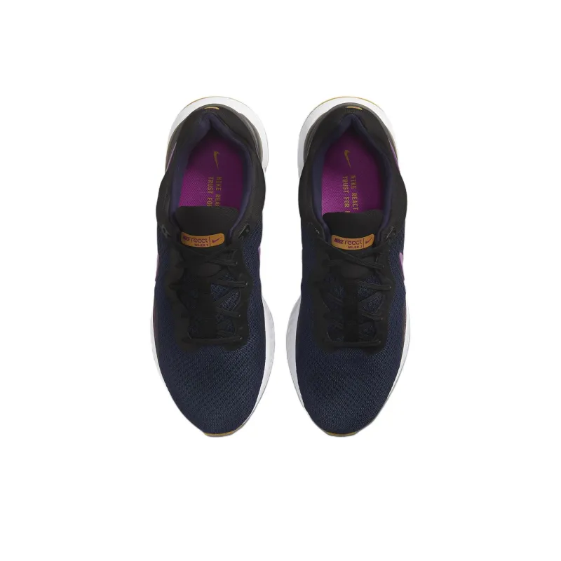Nike React Miler 3 Cushioned Slip Resistant Breathable Lightweight Low Top Running Shoes Men's Black Purple-3