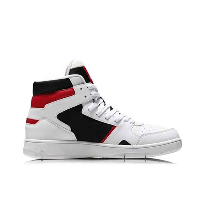 LiNing Knight Coverage Slip Resistant High Top Skateboard Shoes Men's Red White Black-1