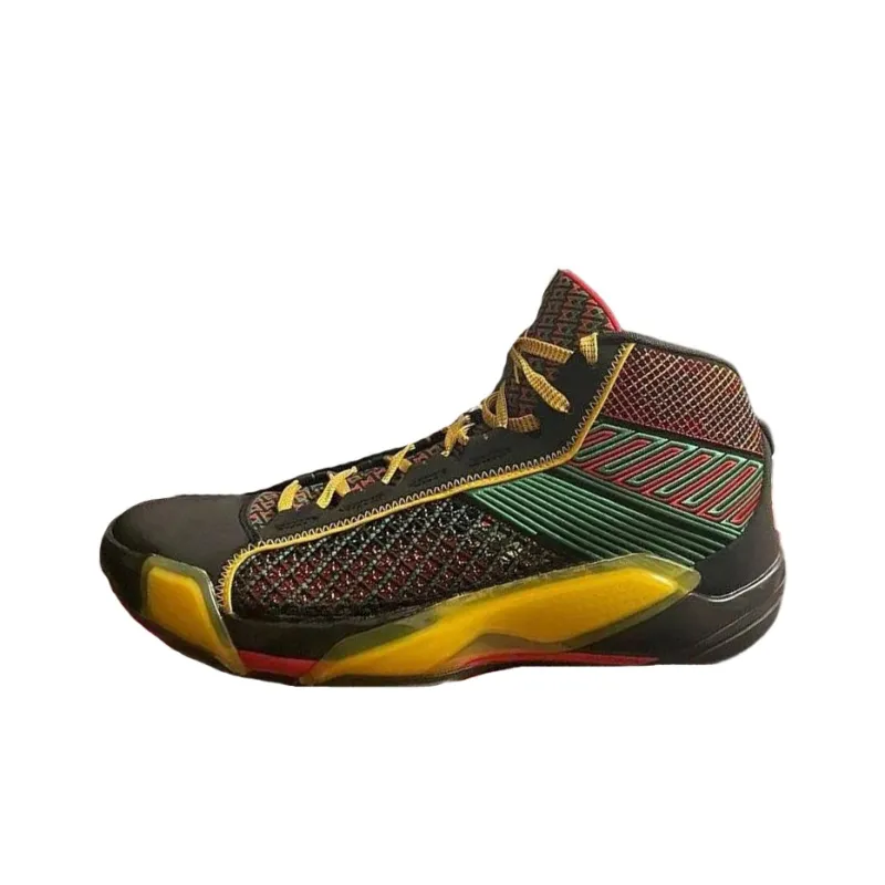 Jordan Air Jordan 38 'Quai 54' Cushioning Mid-Top Basketball Shoes Men's Black Red Green-0