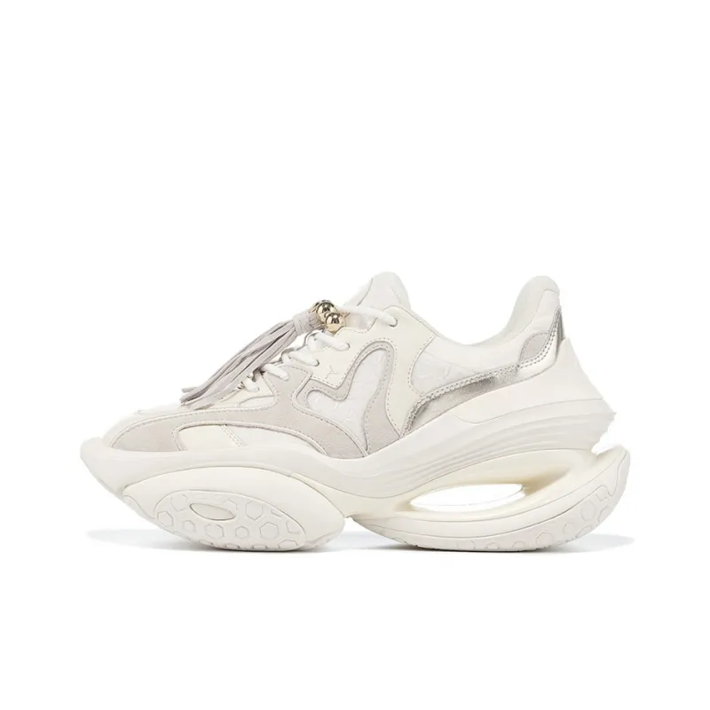 LI NING 1990 Classic Collection Slip Resistant Low Top Running Shoes Women's Ecru-0