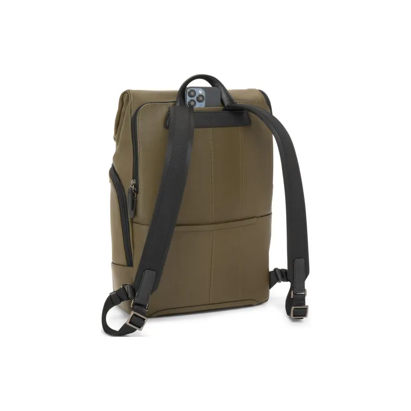 TUMI Leather Backpack Men's Olive Green-2