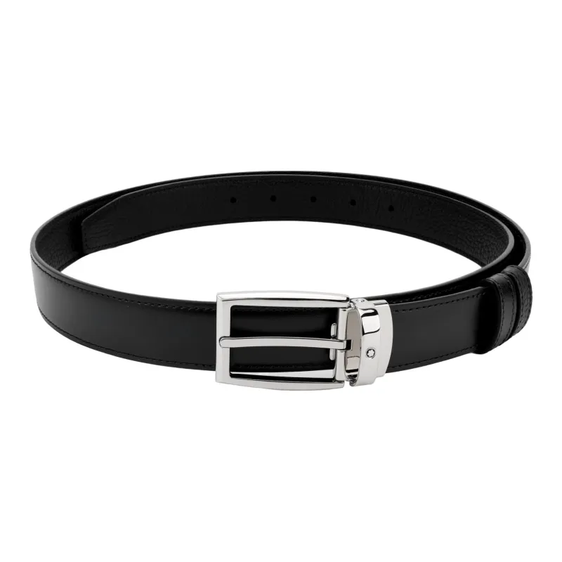MONTBLANC Cow Leather Belts Unisex Black/Blue Width 3cm-1