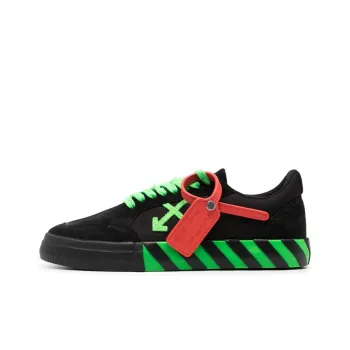 OFF WHITE Vulcanized Low Top Stylish Skateboarding Shoes Men's Black Green