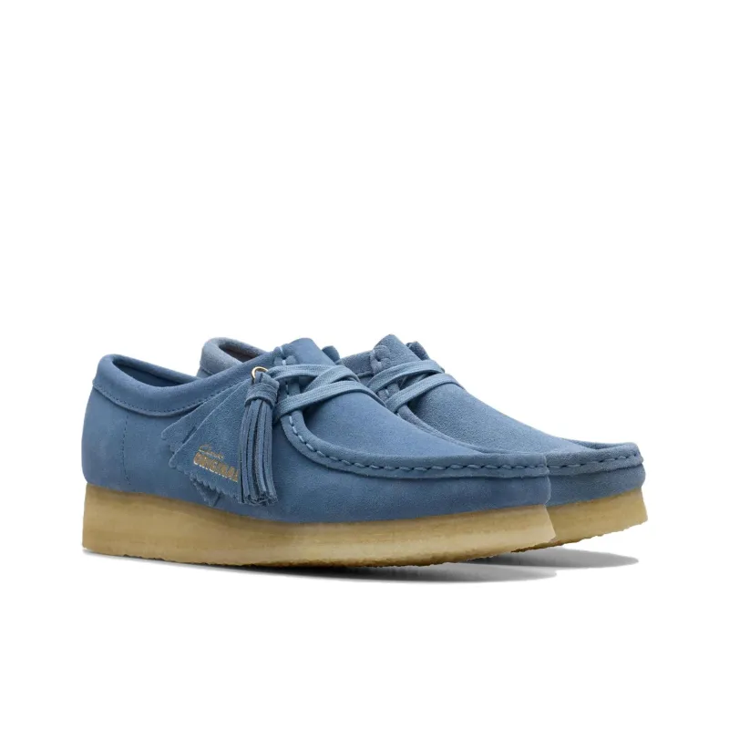 Clarks Suede Wear Resistant Low Top Casual Shoes Women's Blue-2