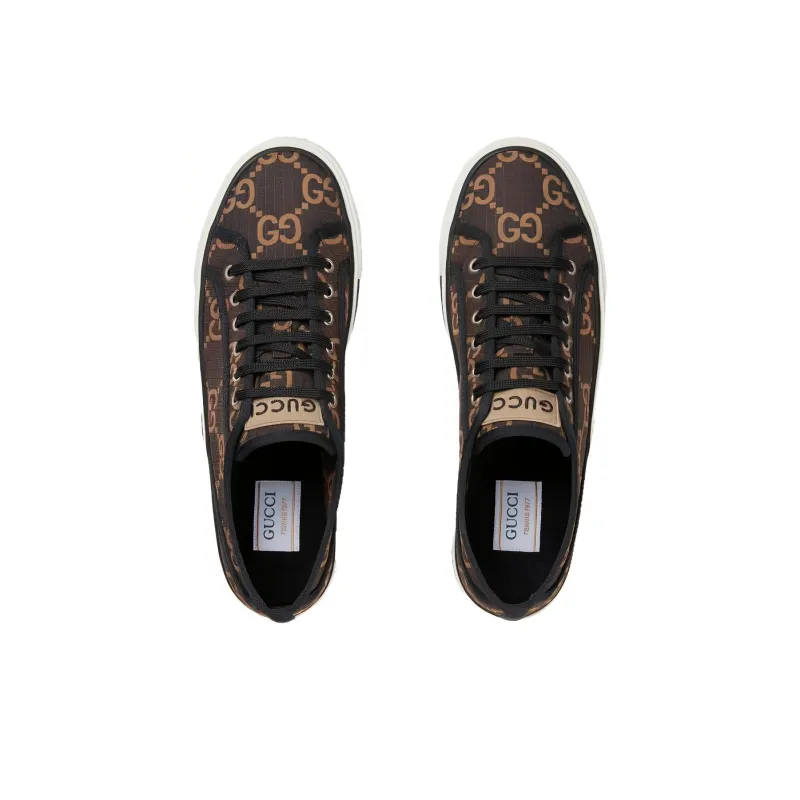 GUCCI Tennis 1977 Low 'GG Monogram Ebony Beige'-3