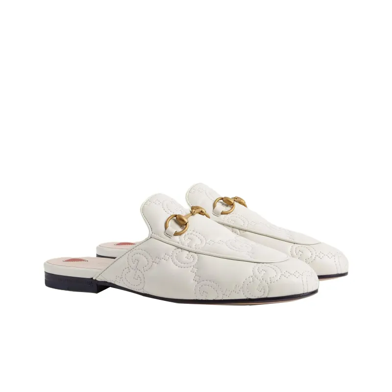 GUCCI Princetown Slipper White Embossed Leather-2
