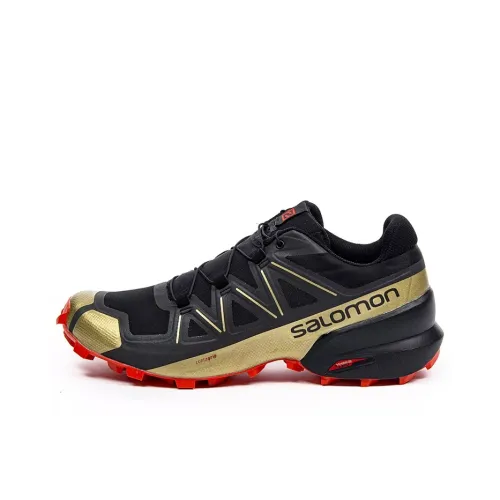 SALOMON Cross Hiking / Trekking Shoes Men Low-Top Black/Gold