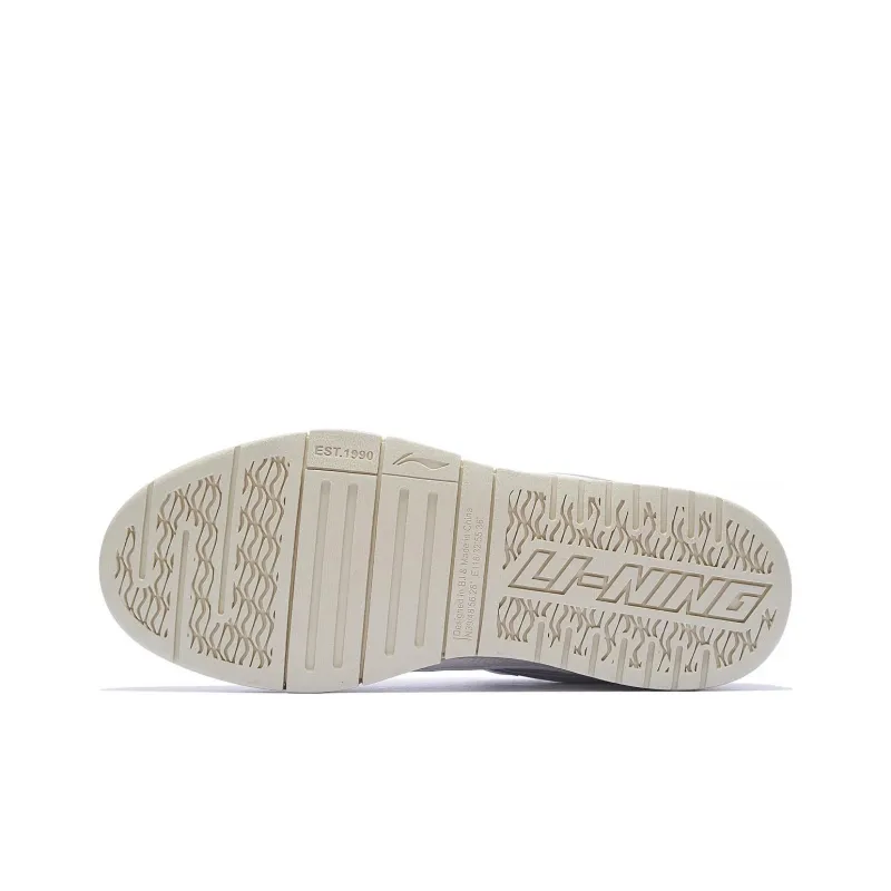 LiNing Wave Golden Anti Slip Wear Resistant Low Top Skateboard Shoes Women's White-6