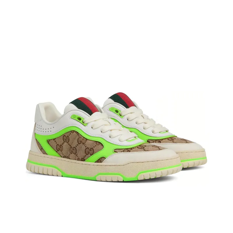 GUCCI Re-Web Sneaker 'GG Canvas - Beige Fluorescent Yellow'-2