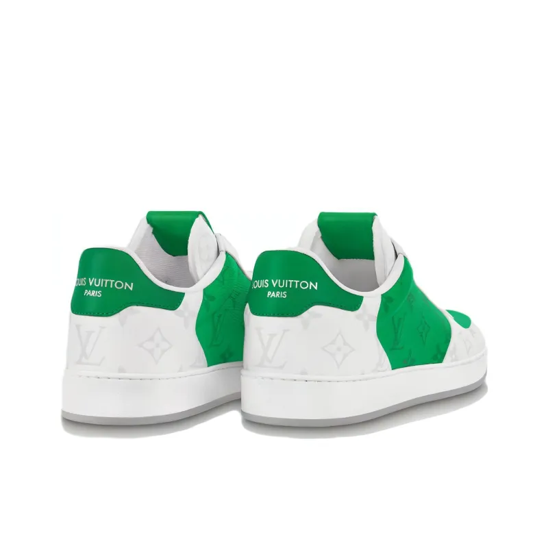 LOUIS VUITTON Rivoli Low Top Skateboard Shoes Men's White Green-2