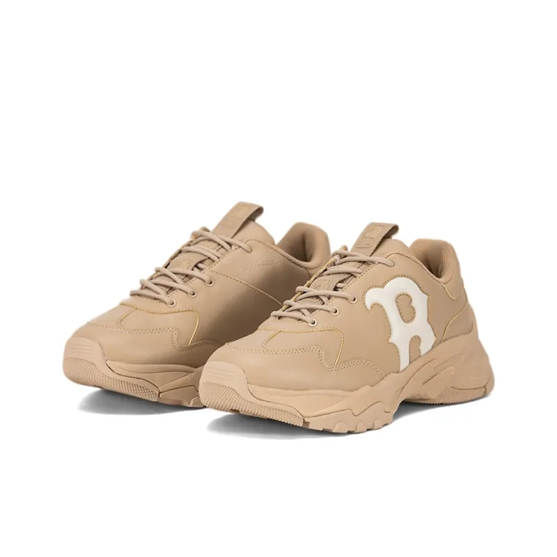 MLB Big Ball Chunky Cushioning Anti Slip And Wear Resistant Low Top Chunky Sneakers Unisex Beige Yellow-2