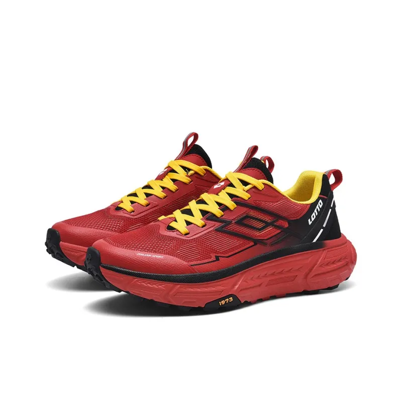 LOTTO Anti-Slip Wear-Resistant Breathable Lightweight Low-Top Trekking Shoes Men's Red Black-2
